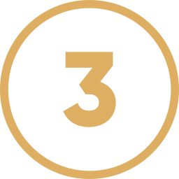 Golden number 3 inside a thick golden circle on a black background.